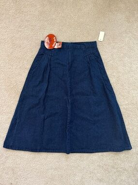 Classic A-Line Dark Blue Denim Skirt
